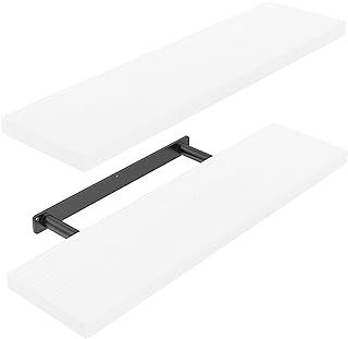 STOREMIC Floating Shelves, White Shelves with Length 60cm, Set of 2 Wall Shelves, Easy to Install Decorative Shelf with Large Storage for Bedroom, Bathroom, Home Office, Living Room