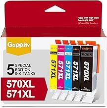 Gappitv 570 571 XL Ink Cartridges Compatible for Canon PGI-570XL CLI-571XL for Canon Pixma MG5750 TS5050 TS5051 MG6851 MG5700 TS5000 TS8050 TS6050 MG7750 MG6850 MG5751 MG7751 MG6800 TS6051 (5 Pack)