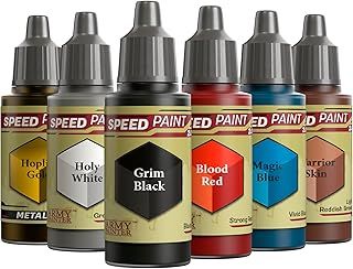 The Army Painter, Speedpaint 2.0 Fantasy Bundle, 6 x 18 ml Acrylic Paints with Gold, White, Black, Red, Blue & Brown - Miniature Paint for D&D & Warhammer Miniatures