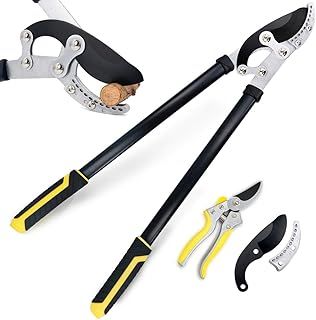 Jardineer Anvil Loppers - Heavy Duty Tree Loppers with Spare Blade, Effortless Pruning, Long-Lever Branch Cutters
