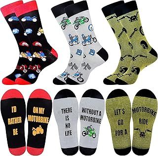 Belloxis Mens Socks 9-11 Multipack Funny Funky Fun Socks Calf Socks Dress Cotton Socks Gifts for Dad Gifts for Him