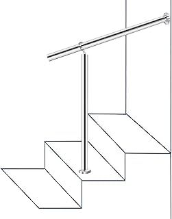 BQKOZFIN Wrought Iron Handrail, Step Handrails for Outdoor Steps Fit 1 to 2 Steps, Adjustable Porch Railing Transitional Rail with Installation Kit for Concrete Steps or Wooden Stairs (Black)