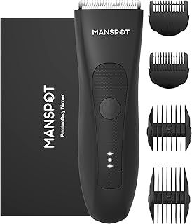 Manscape Pubic & Body Hair Trimmer for Men, Electric Ball Trimmer Shavers for Men, Hypoallergenic Ceramic Blade Heads, Waterproof Wet/Dry Groin & Body Shaver Groomer, Foil Shavers 20 Times Usage