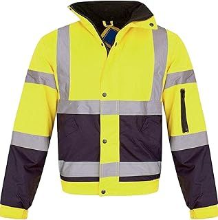 Hi Vis Viz Visibility Bomber Workwear Security Safety Fluorescent Hooded Padded Waterproof Work Wear Jacket Coat