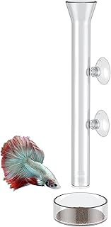 Pawfly Aquarium Fish Shrimp Feeding Dish Set Clear Glass Fish Feeding Tube with Feeding Bowl Shrimp Feeder Tube with Shrimp Feeding Dish Tray Fish Tank Feeding Supplies with 2 Suction Cups