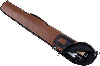 Pool Cue Bag,1/2 Snooker Cue Case,PU Billiard Cue Cases for 2 Piece Cue,Soft Cue Stick Case 1 Stick 2 Holes.