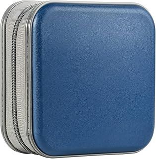 CD Wallet,48 Capacity DVD Case Holder Hard Plastic Portable Travel CD Case Car Storage Wallet Bag (Dark Blue)