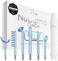 NuDerma Clinical Therapy Wand - Portable Handheld High Frequency Machine With 6 FUSION Neon + Argon Wands - Natural Acne Treatment, Skin Tightening, Wrinkle Reducing for Facial Care
