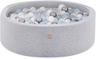 Smart Ball Pit - 90 x 30 cm - Baby's Room - 200 Balls - Machine Washable - Oeko-Tex - Light Grey - Silver/Pearl/Light Blue