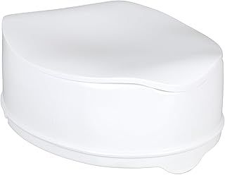 Homecraft Savanah Raised Toilet Seat 6" with Lid, Elongated & Elevated Lock Seat Support for Elderly, Handicapped and Disabled Users, White Colour