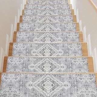 Stair Treads for Wooden Steps Set of 15, 76x20cm Rubber Indoor Stair Runners Carpet Slip Resistant Stair Rugs Safety Mats for Kids and Dogs,Stairway Grip Step Treads
