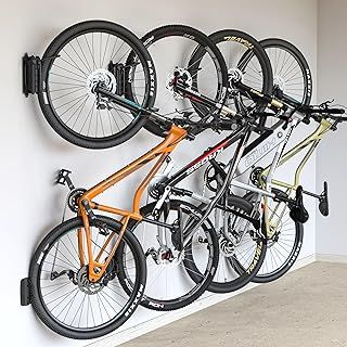 monTEK Swivel Bike Wall Mount, Garage Bike Hangers, Space Saving Vertical Rack Holds 66lbs, Black, 4 Pack