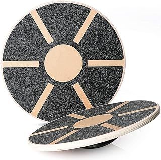 Wooden Balance Board - Non-Slip Surface Exercise Fitness Workout Rehabilitation Training Exercise Wobble Boards for Physical Therapy, Men Women Adults