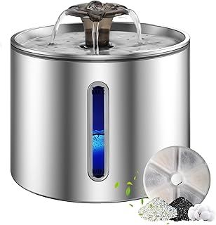 Cat Water Fountain for Drinking, 2.5L Stainless Steel Cats Water Fountains Cat Drinking Fountain, Ultra Silent Water Fountain Cats Bowl with Activated Carbon Filter, Visible Water Level Pet Fountain