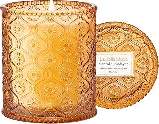LA Jolie Muse Santal Himalayen Candle, Sandalwood Scented Candle, Candles for Home Scented, 6 oz 40 Hours Burn, Candles Gift for Women & Men