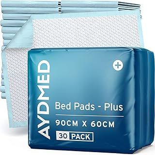 30 x AYDMED Premium Incontinence Bed Pads 60 x 90cm | Disposable Incontinence Bed Sheets | High Absorbency Waterproof Incontinence Pads For Adults, Babies | Disposable Changing Mats For Babies