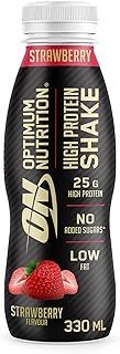 Optimum Nutrition High Protein Shake Bottles, Ready to Drink Healthy Snacks, No Added sugars, Low Fat, Post Workout Snack for Men and Women, Strawberry Flavour, 12x330ml, Packaging May Vary