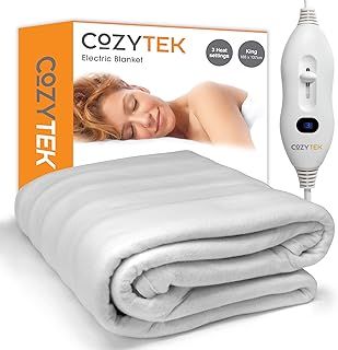 Electric Blanket King Size 165 x 137cm, Soft Polyester Electric Blanket Fitted Underblanket Mattress Cover, 3x Heat Settings, 1x Controller and Machine Washable Heated Blanket