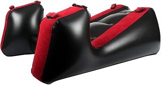 NOPNOG 51.18×35.43×17.71 Inch Inflatable Sex Ramps in Black and Red, Split Leg Type Sex Chair Cushion with Straps, Flocking PVC
