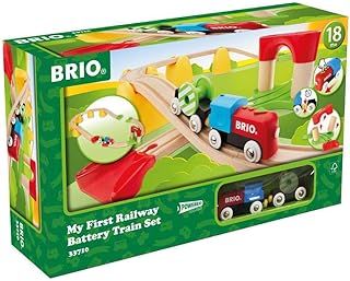 BRIO My First Railway Battery Operated Wooden Railway Train Set Toddler Toy for Kids 18 Months Up - Gifts for Toddlers