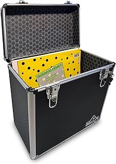 Gorilla LP50 12" Vinyl Record Storage Box Case (Black) with Free Cleaning Cloth