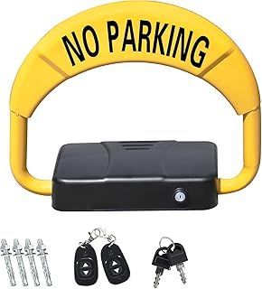 ORIENTOOLS Automatic Parking Barrier 30M, Remote Control Parking Lock with 2 Remote Controller, Private Car Parking,Intelligent Car Parking Lock Alarm Functions, yellow