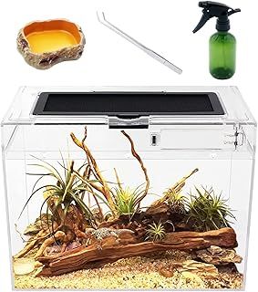 Reptile Growth Mini reptile tank,12" x 7"x 9" vivarium with Top Sliding Door Screen Ventilation for Small Fish,Insect,Snail,Gecko,Tarantula,Bearded Dragon,Jumping Spider,Stick Insect,Praying Mantis