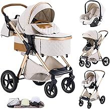 Shineey Stroller 3 in 1 Travel System Aluminium Frame High Landscape Combined Strollers Lightweight Folding Pram for Newborns Toddlers 0-36 Months from Birth Aluminium Pushchair