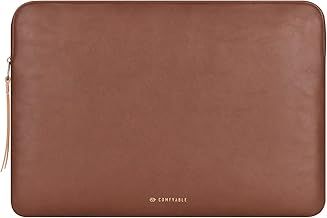 Comfyable Laptop Sleeve Compatible with 16 Inch MacBook Pro M4 M3 M2 M1 2024-2019 & 15 Inch MacBook Air (Loose Fit) M4 2025 M3 2024 M2, Slim Protective PU Leather Bag Waterproof Case for Mac, Brown