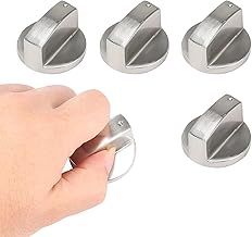 4Pcs Gas Stove Knob,Durable Metal Switch Control Stove Adaptors Knobs,Cooker Replacement Knobs,Oven Switch Cooking Control Knobs for Kitchen Cooktop, Gas Stove Precise Temperature Control(Silver)