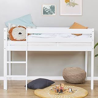 Hoppekids ECO Comfort Mid Sleeper 70 x 160 cm with Slatted Frame White The Nordic Ecolabel TÜV Certified FSC Certified Solid Pine Wood