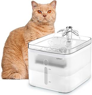NPET 3L Cat Water Fountain for Drinking, Pet Drinking Fountain for Cats and Dogs, Automatic Cat Water Dispensers, Ultra Silent Dog Fountain with 2 Filters, Water Bowl