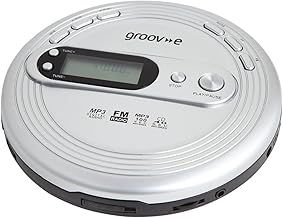 groov e RETRO Radio CD Player - Personal FM Radio with CD-R, CD-RW, & MP3 Music Playback - Anti-Skip Protection, Programmable Tracks - Earphones Included - Micro-USB or Battery Powered - Silver