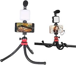 White Isle Flexi Smartphone Vlogging Kit, for Apple & Android, Includes Apple standard cable, Youtube Starter Kit and Podcast Equipment, 3.5mm Audio Jack, Tripod, Mic, led Light, Phone Holder