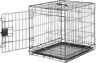 Amazon Basics Small Metal Dog Crate/Cage with Tray, Durable and Foldable Dog Cage with Single Door, Black, Small 61cm (24")