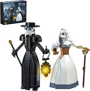 Millionspring 2 in 1 Plague Doctor and Nurse Building Toy,Cute Party Decoration with Light Up Lantern Birthday Gift for Adult Kids Boys and Girls 6-8+(500pcs)