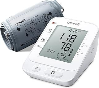 yuwell Blood Pressure Monitor, Extra Large Upper Arm Cuff, Digital BP Machine for Home Use & Pulse Rate Monitoring Meter, Large Display, Voice Broadcasting with Power Adapter and Batteries (YE660E)