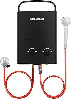 CAMPLUX AY132B 5L Portable Gas Water Heater with Folding Handle, Tankless LP Gas Boiler, Use for Outdoor Shower Camping RV Trip Horse Bathing