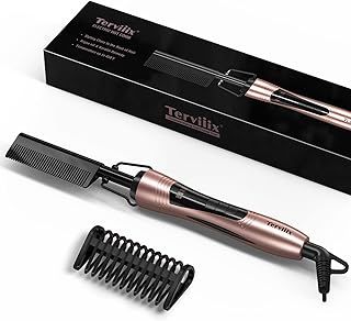Hot Comb Electric, Hot Comb for Wigs, Afro Hair & Beard, Anti-Scald Straightening Comb with Keratin & Argan Oil Infused Teeth, Temperatures Adjustable, 60 Min Auto Shut Off