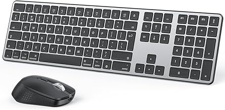 OMOTON Wireless Bluetooth Keyboard set for Mac (MacBook Air/MacBook Pro/iMac/iMac Pro), Rechargeable USB Keyboard and mouse for Mac OS, with 3 Bluetooth channels, Quiet Typing, QWERTY