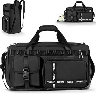 Gym Bag, 2 in 1 Upgrade Travel Bag Backpack Overnight Bags, 45L Portable Lightweight Waterproof Travel Luggage Hand Carry Bag for Weekender Sports, Gym, Vacation Weekend Bag for Men Women (Black)