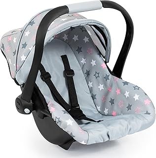 Bayer Design 67907AA Dolls Car Seat EasyGo, sun canopy, attachable to Neo Vario dolls pram, grey, stars