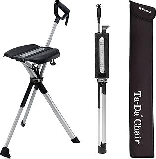 Ta-Da Chair Series 2 - Walking Stick with Seat, Lightweight Aluminium Pole Frame & Sturdy Foldable Stool (up to 136kg), Easy Folding Design, Ideal for Hiking & Outdoor Activities