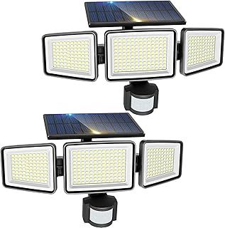 nipify 2 Pack Solar Security Lights Outdoor Motion Sensor, 302 LED Solar Garden Lights, IP65 Waterproof Solar Flood Lights with Sensor PIR for Garage Front Door Yard