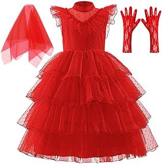 keaiyouhuo Girls Red Christmas Costumes dress for Kids Christmas Pageant dress Party Cosplay Dress Up 3-12Y