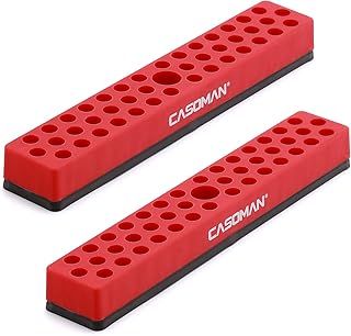 2PCS 1/4" Hex Bit Organizer with Magnetic Base - Red, 86 Hole Bit Organizer with Strong Magnetic Base, Magnetic Bit Organizer for Your Specialty
