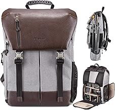 TARION Leather Camera Backpack Waterproof - Camera Bag with Side Access IPX5 Waterproof Camera Rucksack with Rain Cover RB02