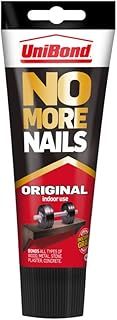 UniBond No More Nails Original, Heavy-Duty Mounting Adhesive, No Nails Strong Glue for Wood, Ceramic, Metal & More, White instant Grab Adhesive, 1 x 234g Tube