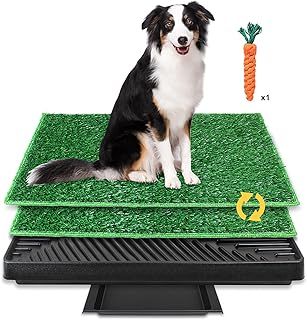 BRIAN & DANY Dog Toilet Tray, with Two Artificial Grass Mats and Waste Tray for Indoor/Outdoor, 63cm x 51cm