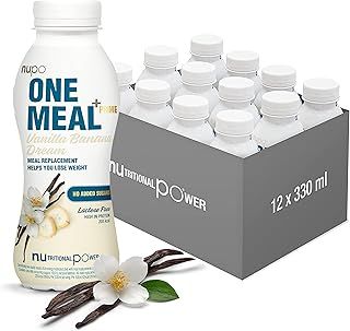 NUPO One Meal +Prime Vanilla Banana Dream – Ready-to-Drink Shake - Tasty meal replacement shake with 24 vitamins and minerals - High in protein - No added sugar - 12 x 330ml